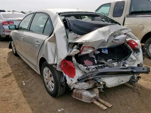 3VW2K7AJ7CM303889 - 2012 VOLKSWAGEN JETTA BASE 银色 照片 3