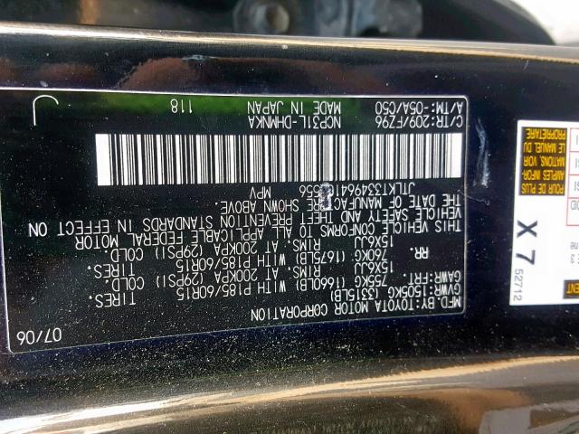 JTLKT334964104556 - 2006 TOYOTA SCION XB 黑色 照片 10