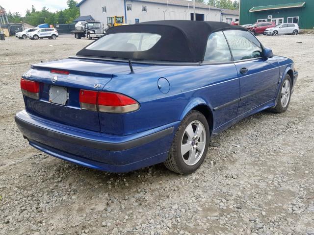 YS3DF75K027012610 - 2002 SAAB 9-3 SE BLUE photo 4