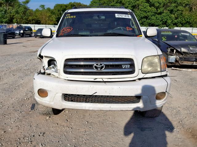 5TDBT48A33S172223 - 2003 TOYOTA SEQUOIA LI WHITE photo 9