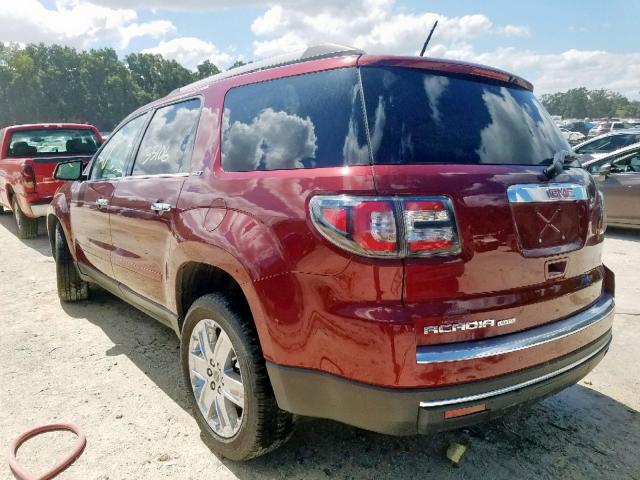 1GKKRSKD4HJ113017 - 2017 GMC ACADIA LIM BURGUNDY photo 3