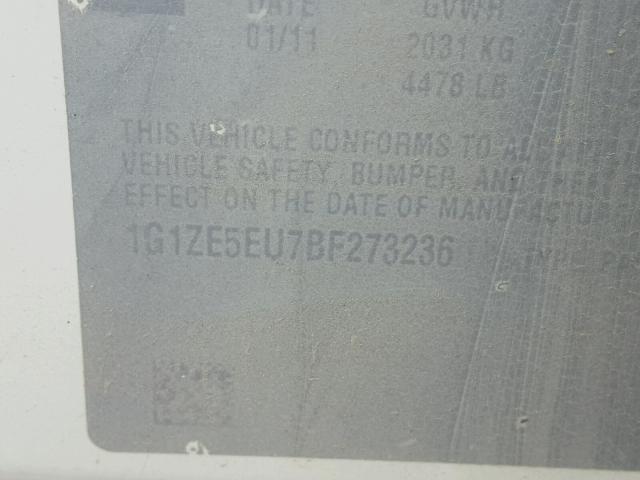 1G1ZE5EU7BF273236 - 2011 CHEVROLET MALIBU LTZ თეთრი ფოტო 10