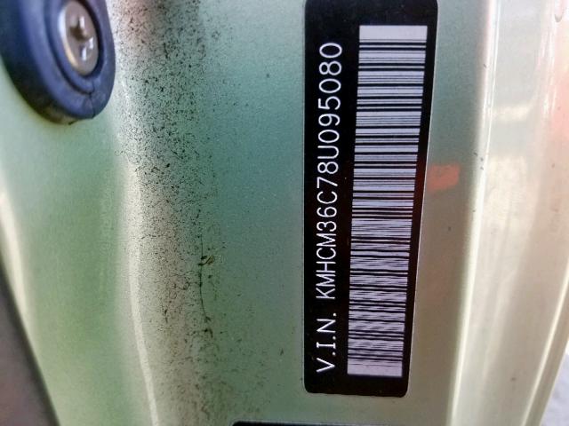 KMHCM36C78U095080 - 2008 HYUNDAI ACCENT GS GREEN photo 10