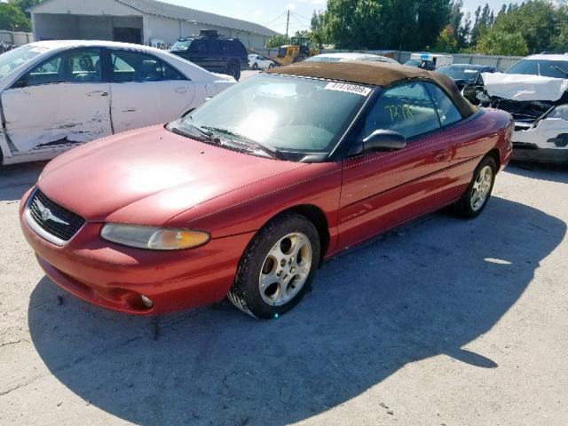 3C3EL55H0YT202588 - 2000 CHRYSLER SEBRING JX RED photo 2