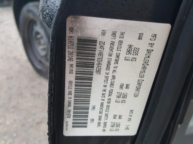 2D4FV48T65H642987 - 2005 DODGE MAGNUM SE BLACK photo 10