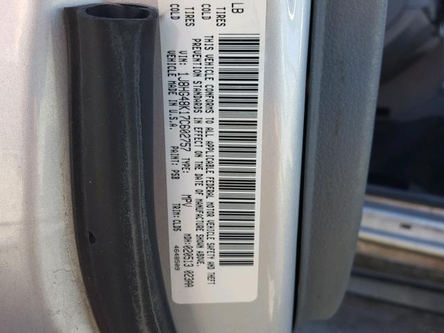 1J8HG48K17C602757 - 2007 JEEP COMMANDER SILVER photo 10