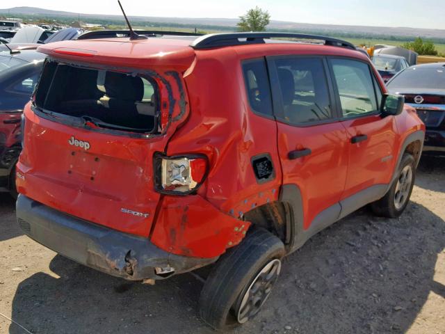 ZACCJBAWXGPE04274 - 2016 JEEP RENEGADE S RED photo 4