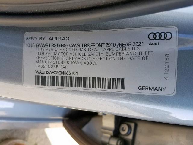 WAUH2AFC9GN086164 - 2016 AUDI S6 PRESTIG GRAY photo 10