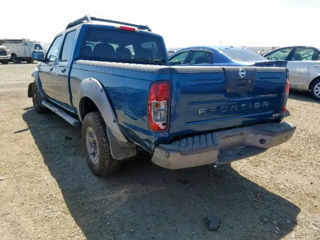 1N6ED29X32C348704 - 2002 NISSAN FRONTIER C BLUE photo 3