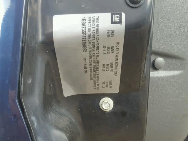 1G8AZ55F47Z150892 - 2007 SATURN ION LEVEL BLUE photo 10