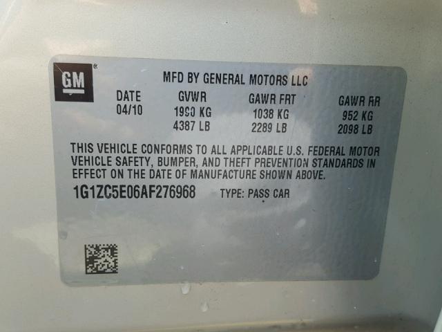 1G1ZC5E06AF276968 - 2010 CHEVROLET MALIBU 1LT TAN photo 10