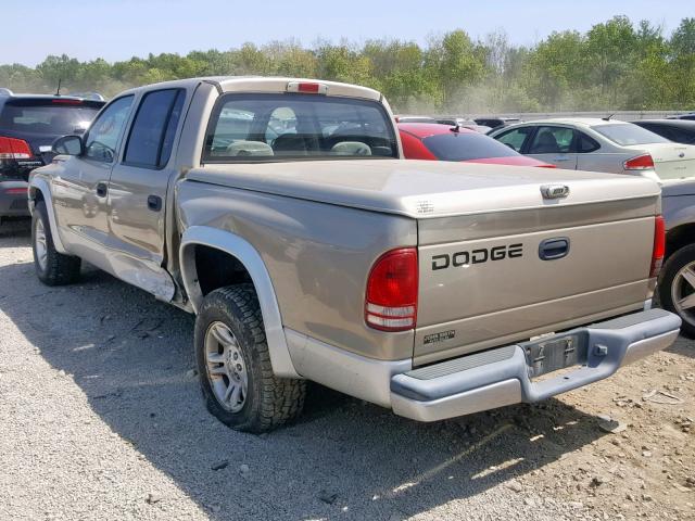 1B7HL48X92S545513 - 2002 DODGE DAKOTA QUA TAN photo 3