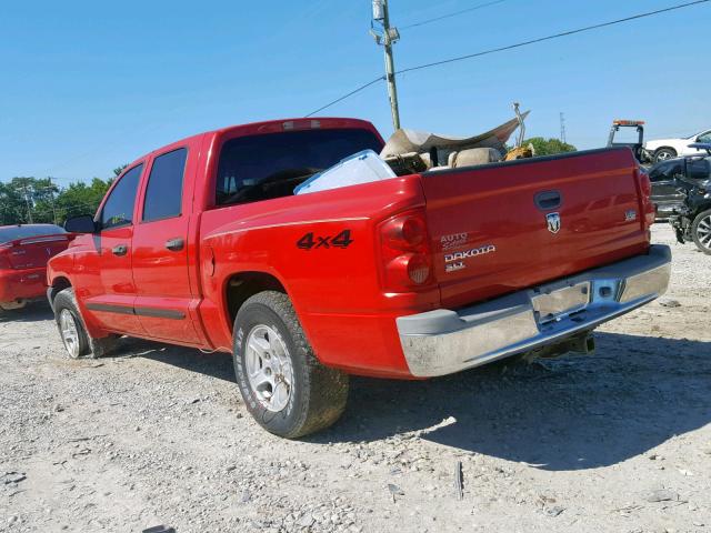 1D7HW48N25S288565 - 2005 DODGE DAKOTA QUA RED photo 3