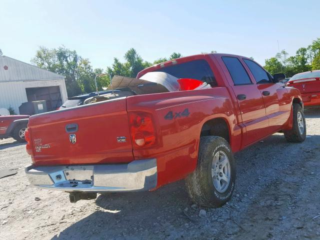 1D7HW48N25S288565 - 2005 DODGE DAKOTA QUA RED photo 4