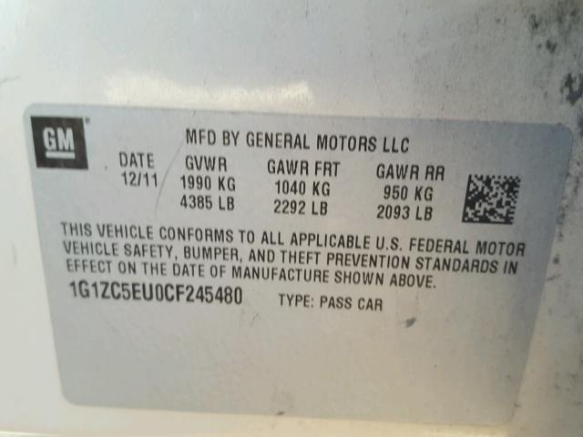 1G1ZC5EU0CF245480 - 2012 CHEVROLET MALIBU 1LT 金色 照片 10