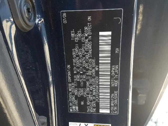 JTLKT324164104309 - 2006 TOYOTA SCION XB Mavi foto 10