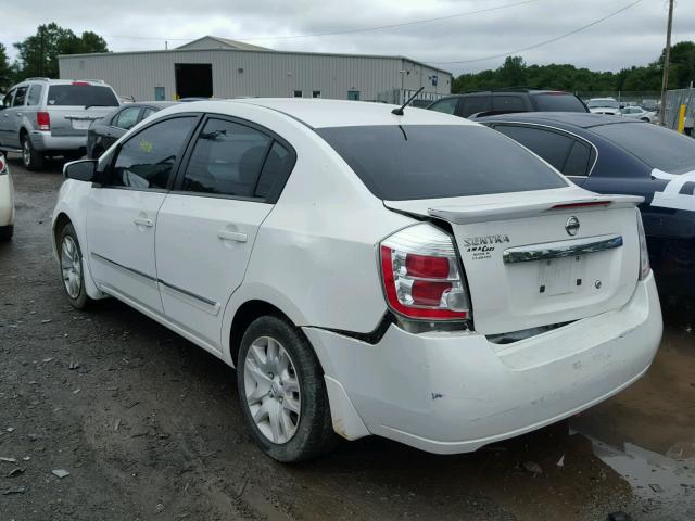 3N1AB6AP2CL724926 - 2012 NISSAN SENTRA 2.0 WHITE photo 3