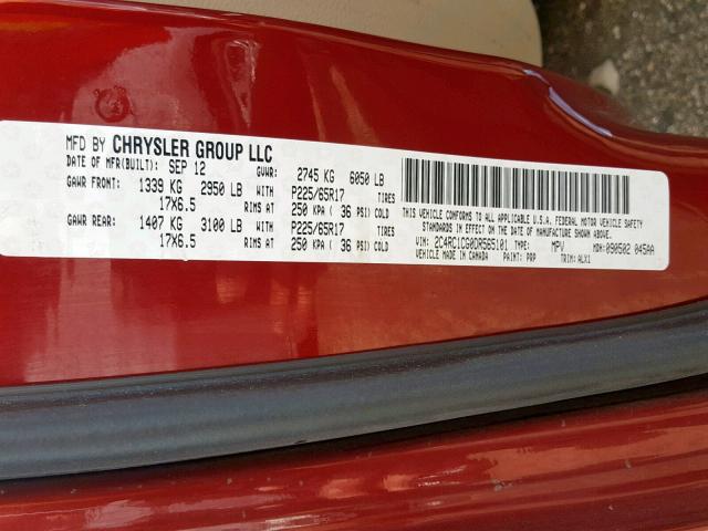 2C4RC1CG0DR565101 - 2013 CHRYSLER TOWN & COU RED photo 10