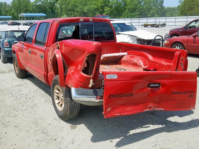 1D7HL48N33S355373 - 2003 DODGE DAKOTA QUA RED photo 3