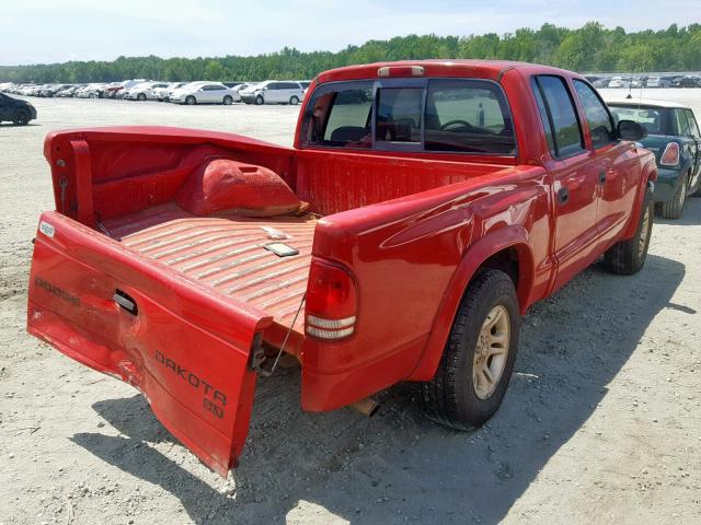 1D7HL48N33S355373 - 2003 DODGE DAKOTA QUA RED photo 4