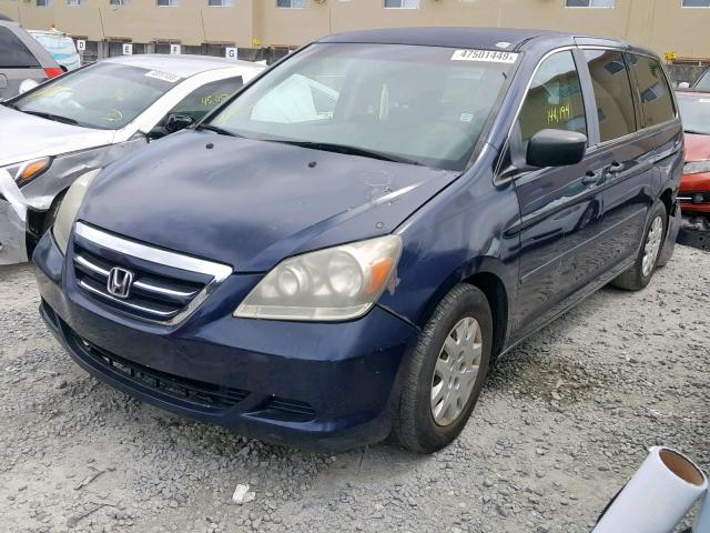 5FNRL38235B130871 - 2005 HONDA ODYSSEY LX BLUE photo 2