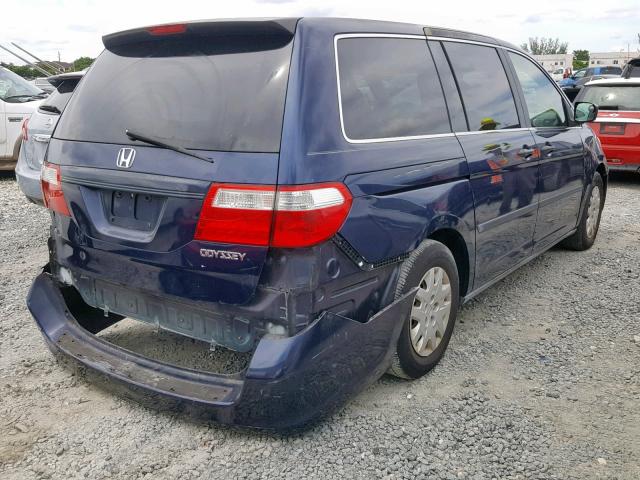 5FNRL38235B130871 - 2005 HONDA ODYSSEY LX BLUE photo 4