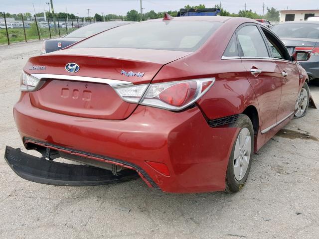 KMHEC4A46CA055259 - 2012 HYUNDAI SONATA HYB RED photo 4