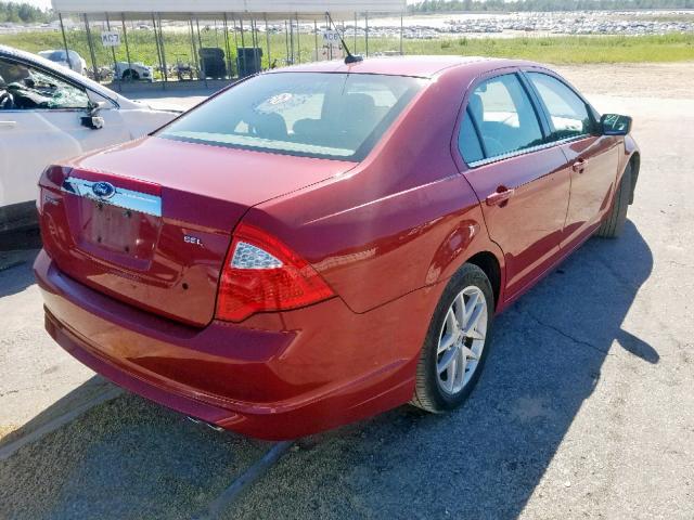 3FAHP0JA5AR242067 - 2010 FORD FUSION SEL RED photo 4