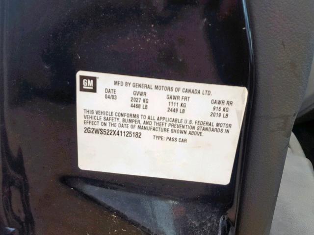 2G2WS522X41125182 - 2004 PONTIAC GRAND PRIX BLACK photo 10