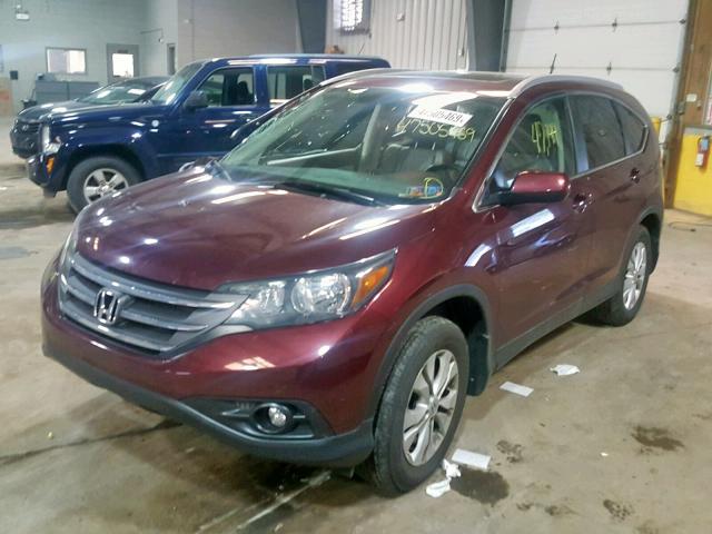 5J6RM4H72EL045414 - 2014 HONDA CR-V EXL PURPLE photo 2