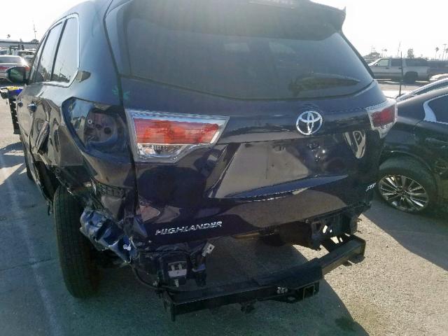 5TDKKRFHXFS071362 - 2015 TOYOTA HIGHLANDER BLUE photo 9