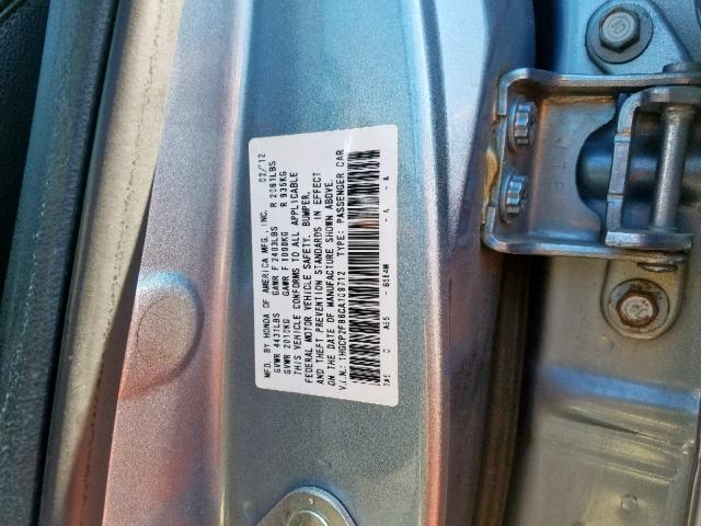 1HGCP2F86CA109712 - 2012 HONDA ACCORD EXL BLUE photo 10