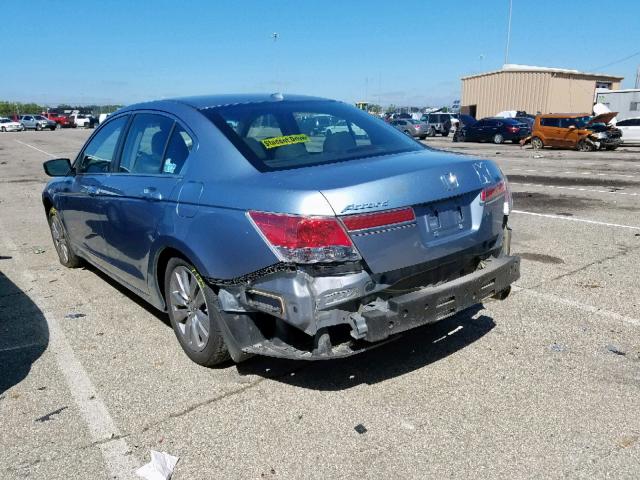 1HGCP2F86CA109712 - 2012 HONDA ACCORD EXL BLUE photo 3