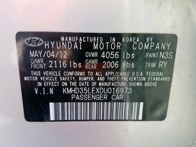 KMHD35LEXDU016973 - 2013 HYUNDAI ELANTRA GT SILVER photo 10