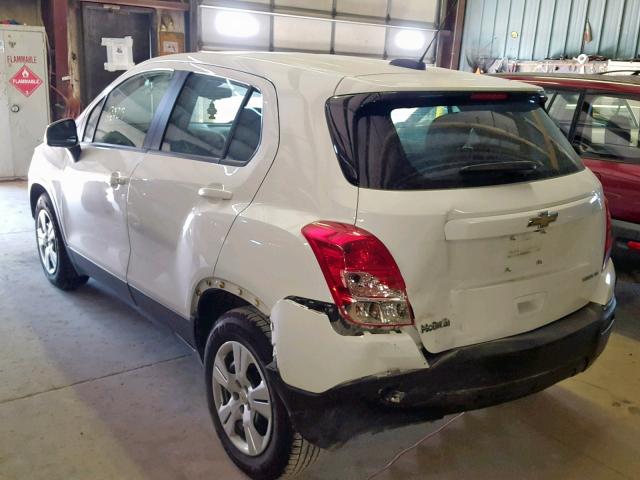 KL7CJKSB1FB125930 - 2015 CHEVROLET TRAX LS WHITE photo 3