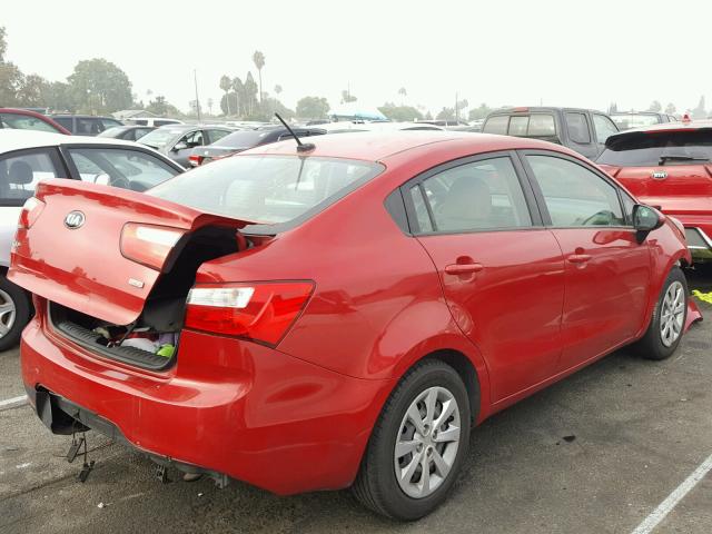 KNADM4A39F6529004 - 2015 KIA RIO LX RED photo 4