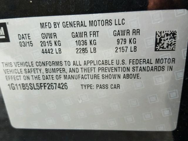 1G11B5SL5FF267426 - 2015 CHEVROLET MALIBU LS 黑色 照片 10