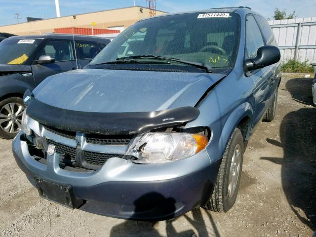 1D4GP25R33B190157 - 2003 DODGE CARAVAN SE BLUE photo 2