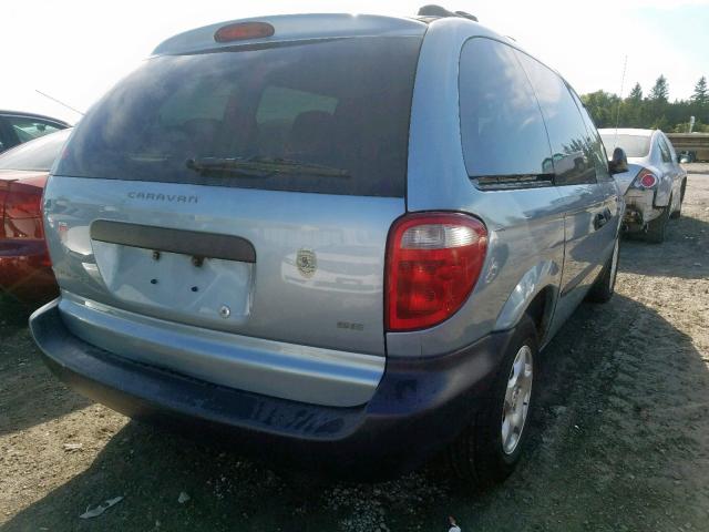 1D4GP25R33B190157 - 2003 DODGE CARAVAN SE BLUE photo 4