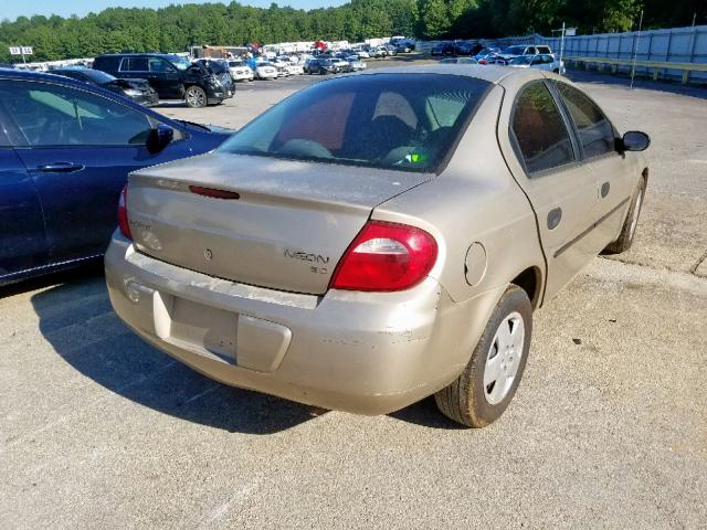 1B3ES26C53D135485 - 2003 DODGE NEON SE BEIGE photo 4