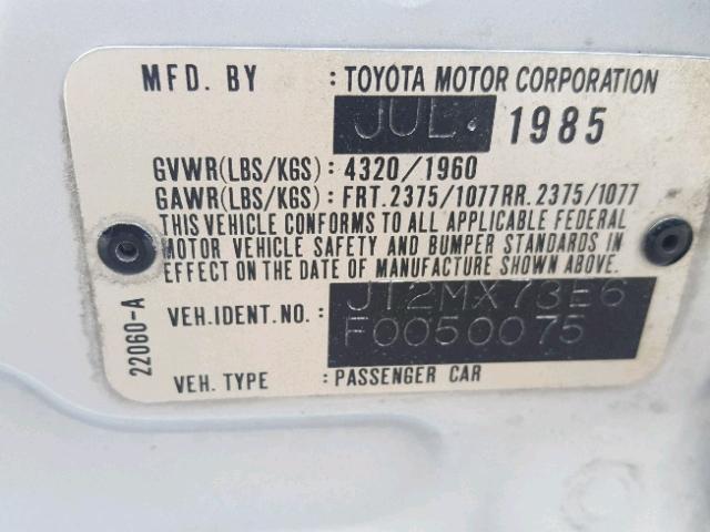 JT2MX73E6F0050075 - 1985 TOYOTA CRESSIDA L SILVER photo 10