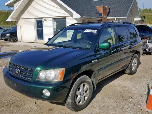 JTEHF21A520068037 - 2002 TOYOTA HIGHLANDER GREEN photo 2