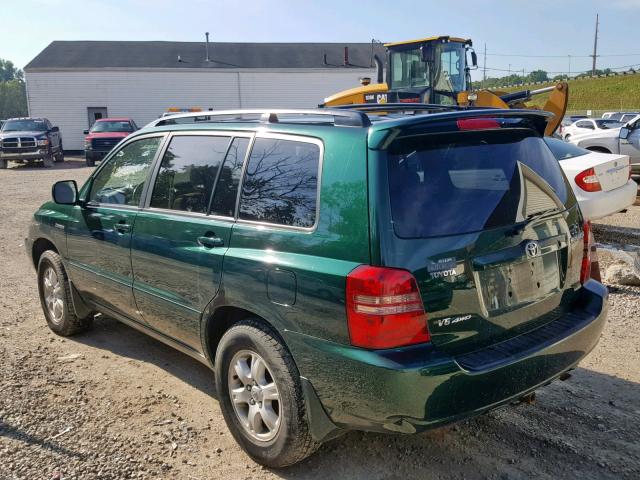 JTEHF21A520068037 - 2002 TOYOTA HIGHLANDER GREEN photo 3