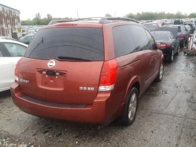 5N1BV28U04N360578 - 2004 NISSAN QUEST S RED photo 4