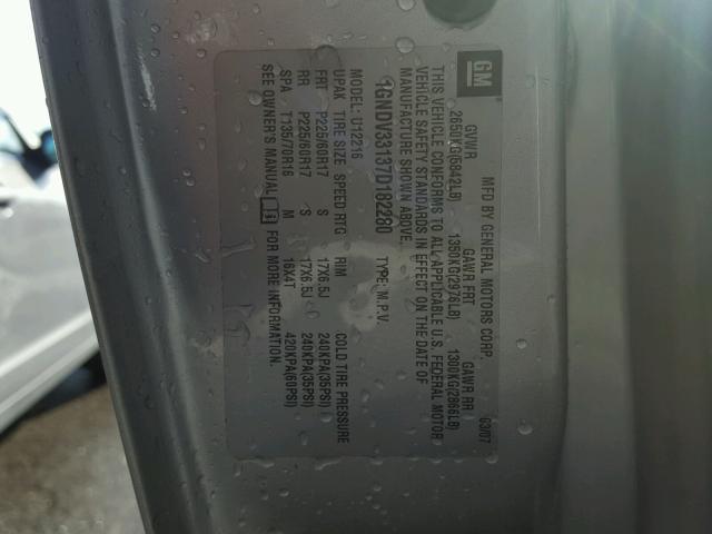 1GNDV33137D182280 - 2007 CHEVROLET UPLANDER L 银色 照片 10