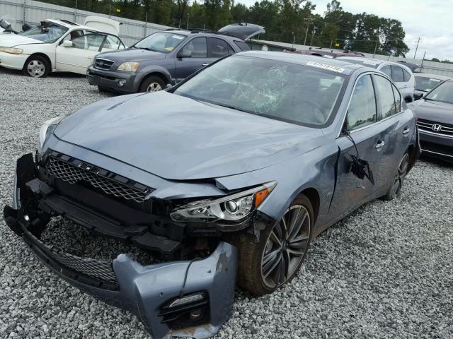 JN1AV7AR6EM700877 - 2014 INFINITI Q50 HYBRID BLUE photo 2