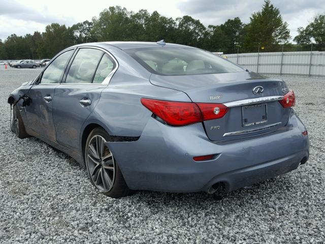 JN1AV7AR6EM700877 - 2014 INFINITI Q50 HYBRID BLUE photo 3