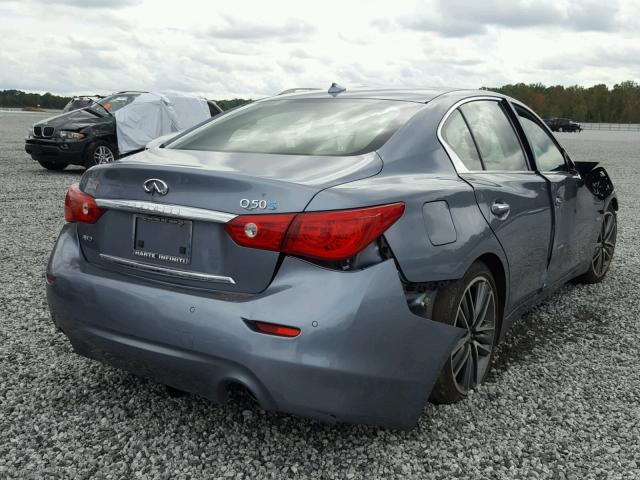 JN1AV7AR6EM700877 - 2014 INFINITI Q50 HYBRID BLUE photo 4