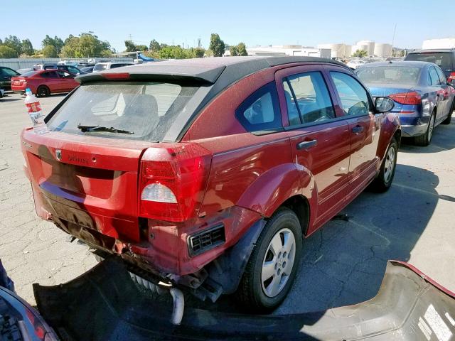 1B3HB28B07D232617 - 2007 DODGE CALIBER RED photo 4