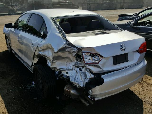 3VW2K7AJ2CM328053 - 2012 VOLKSWAGEN JETTA BASE SILVER photo 3